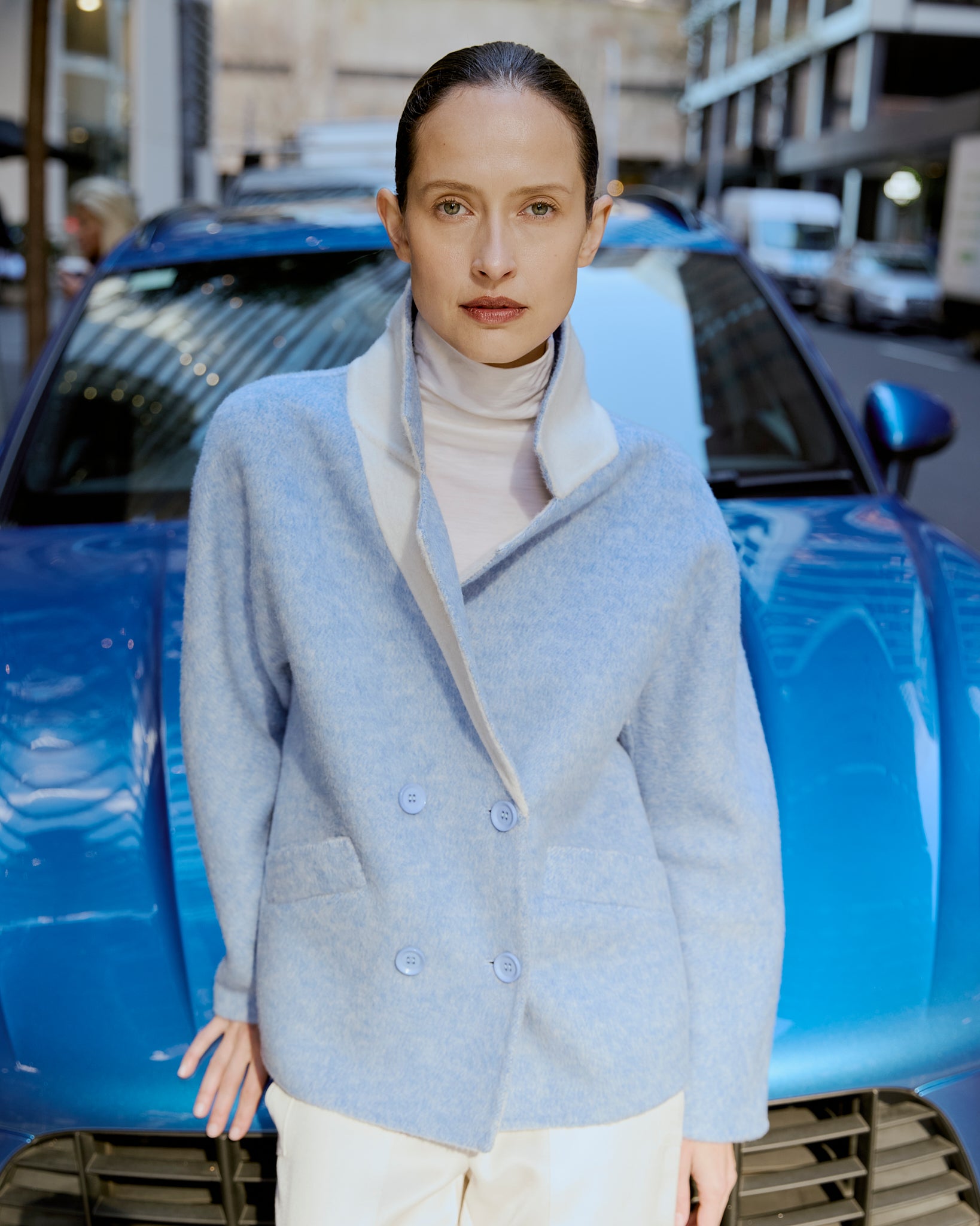Dominique Wool Jacket - Sky Blue