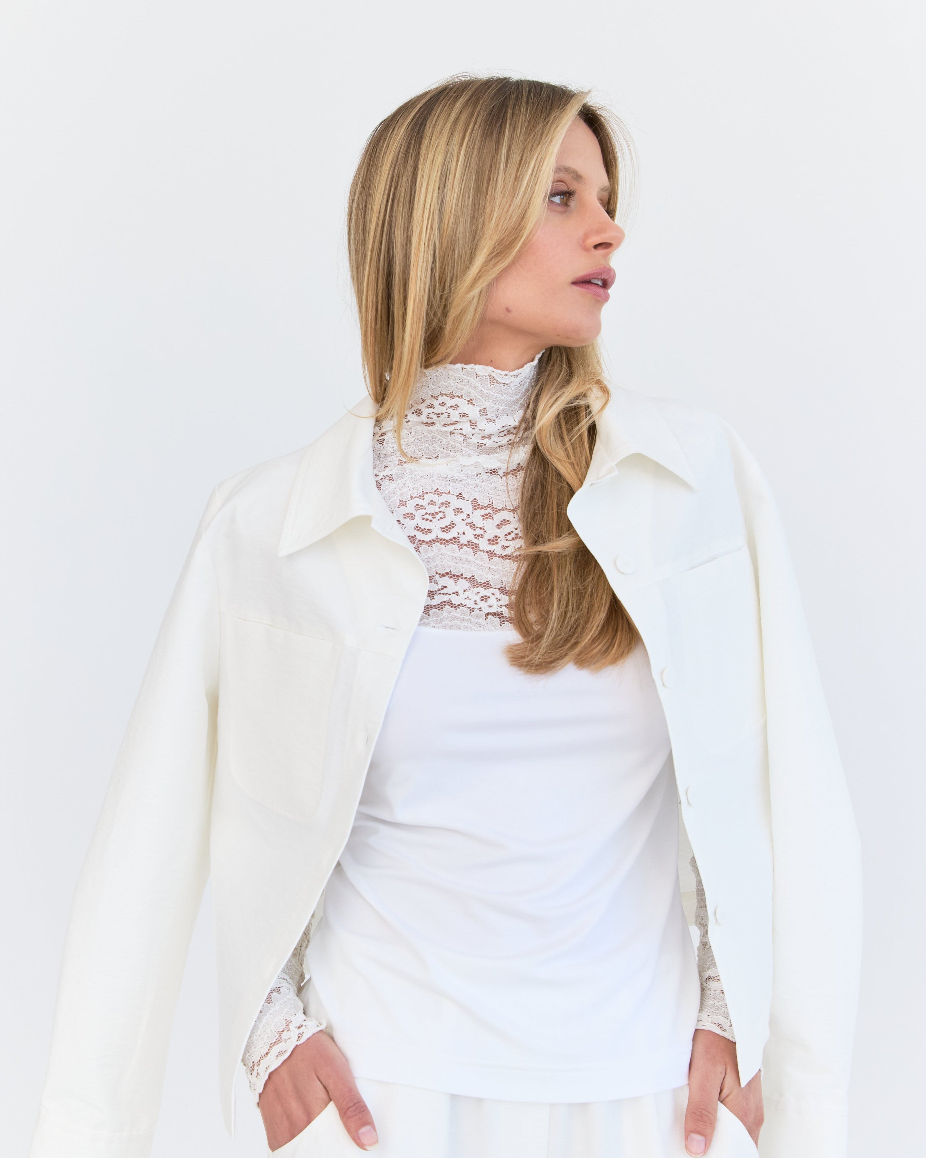 Amelie Lace Jersey Skive - Ivory