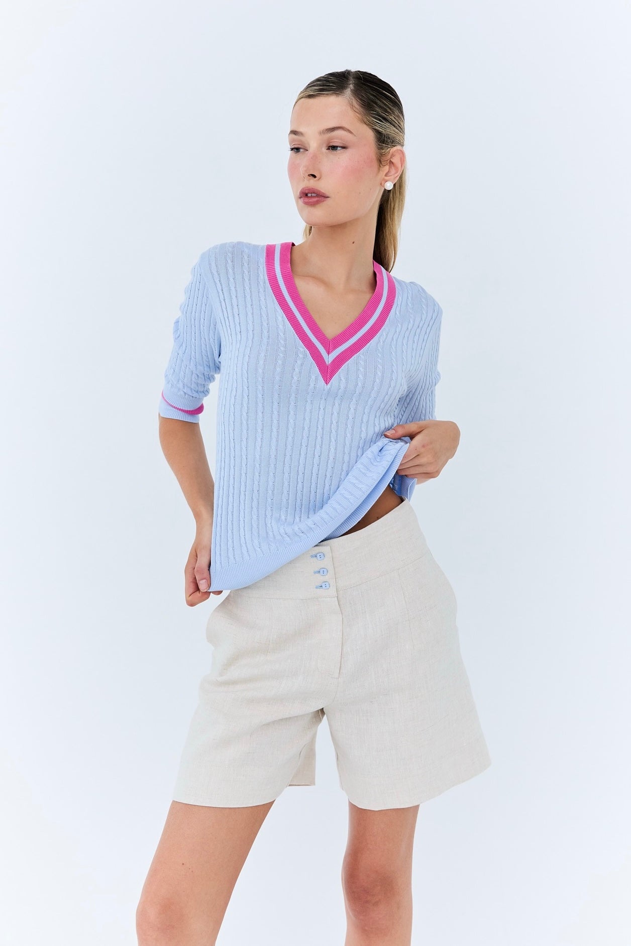 Michèle Polo Knit - Sky Blue