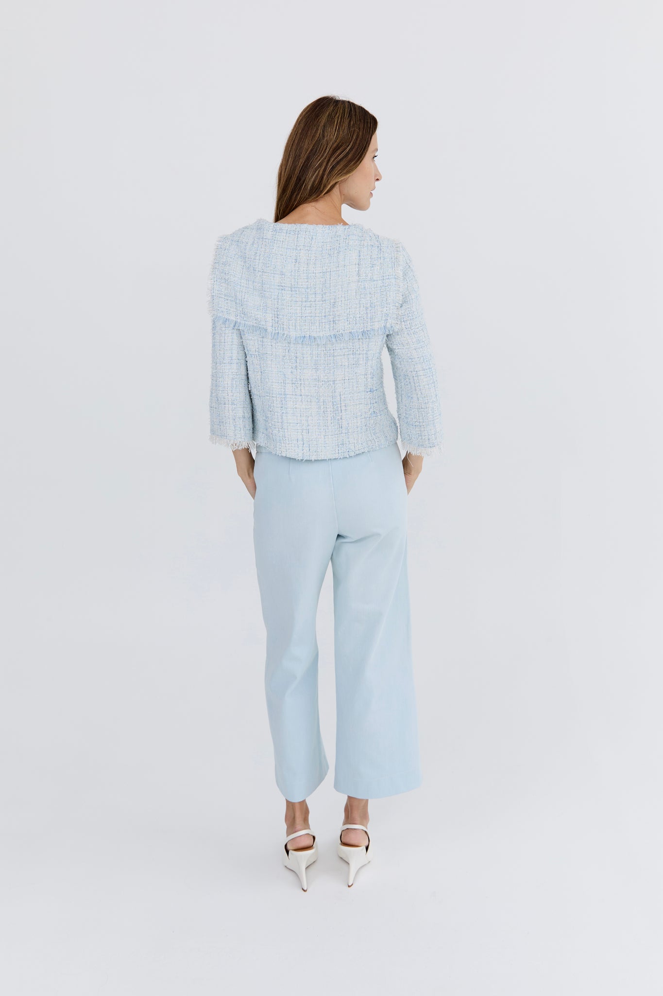 Gabrielle Collared Top - Blue