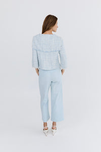 Gabrielle Collared Top - Blue