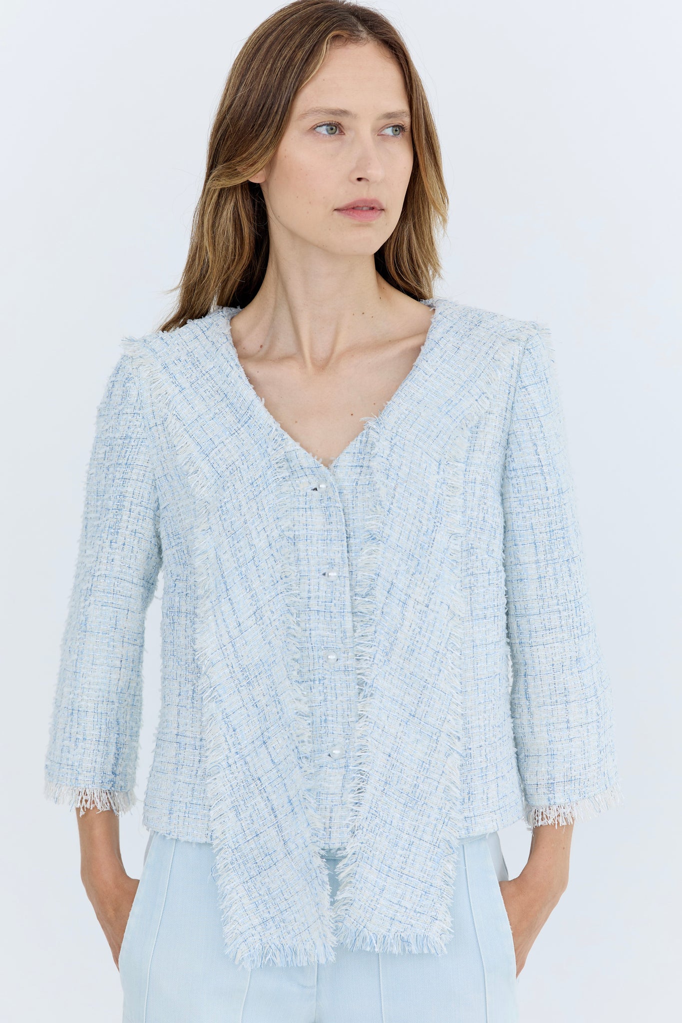 Gabrielle Collared Top - Blue