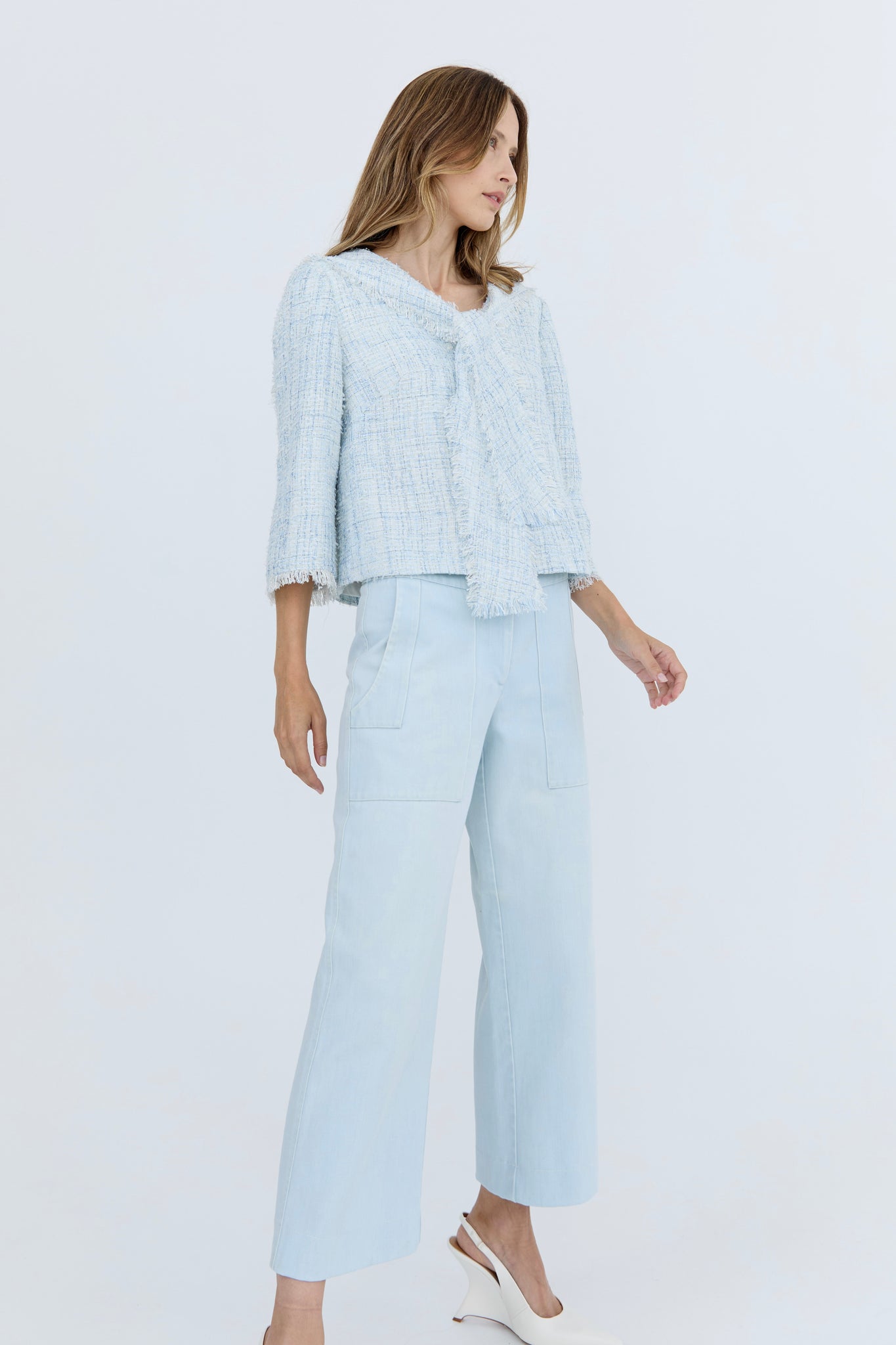 Gabrielle Collared Top - Blue
