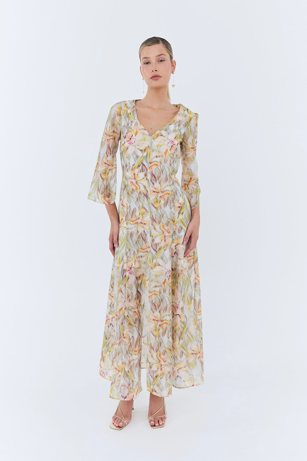Camille Dress - Floral Mustard