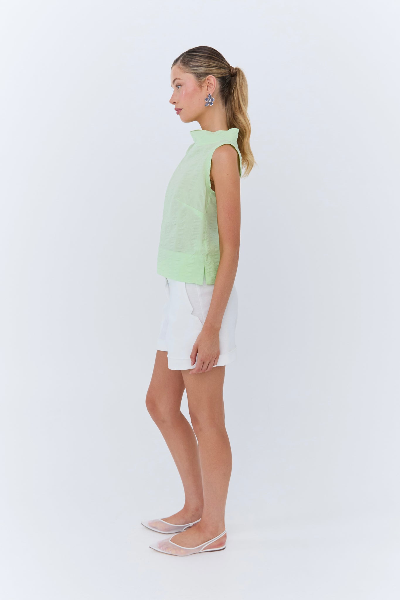 Vivian Top - Mint Green Seersucker