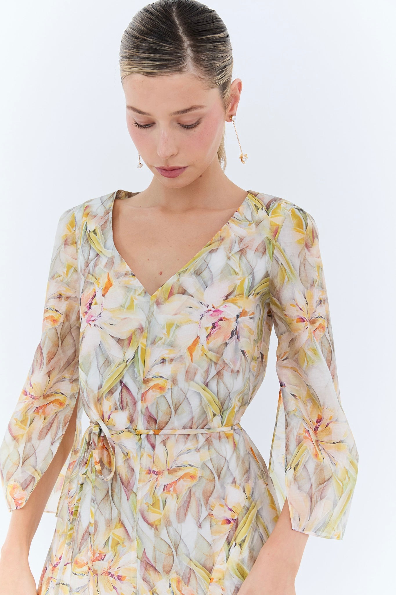 Camille Dress - Floral Mustard