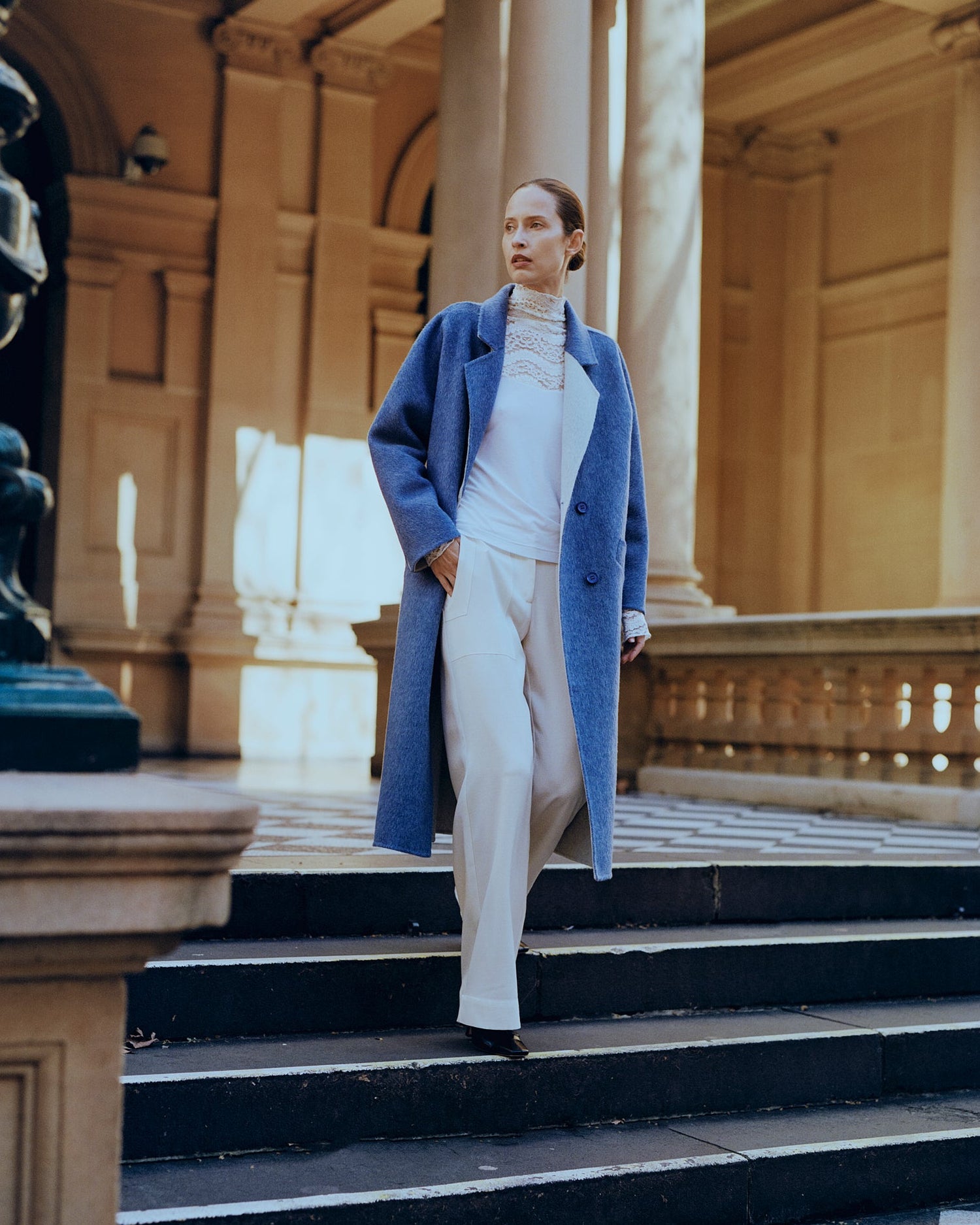     Oversized Blue Wool Coat