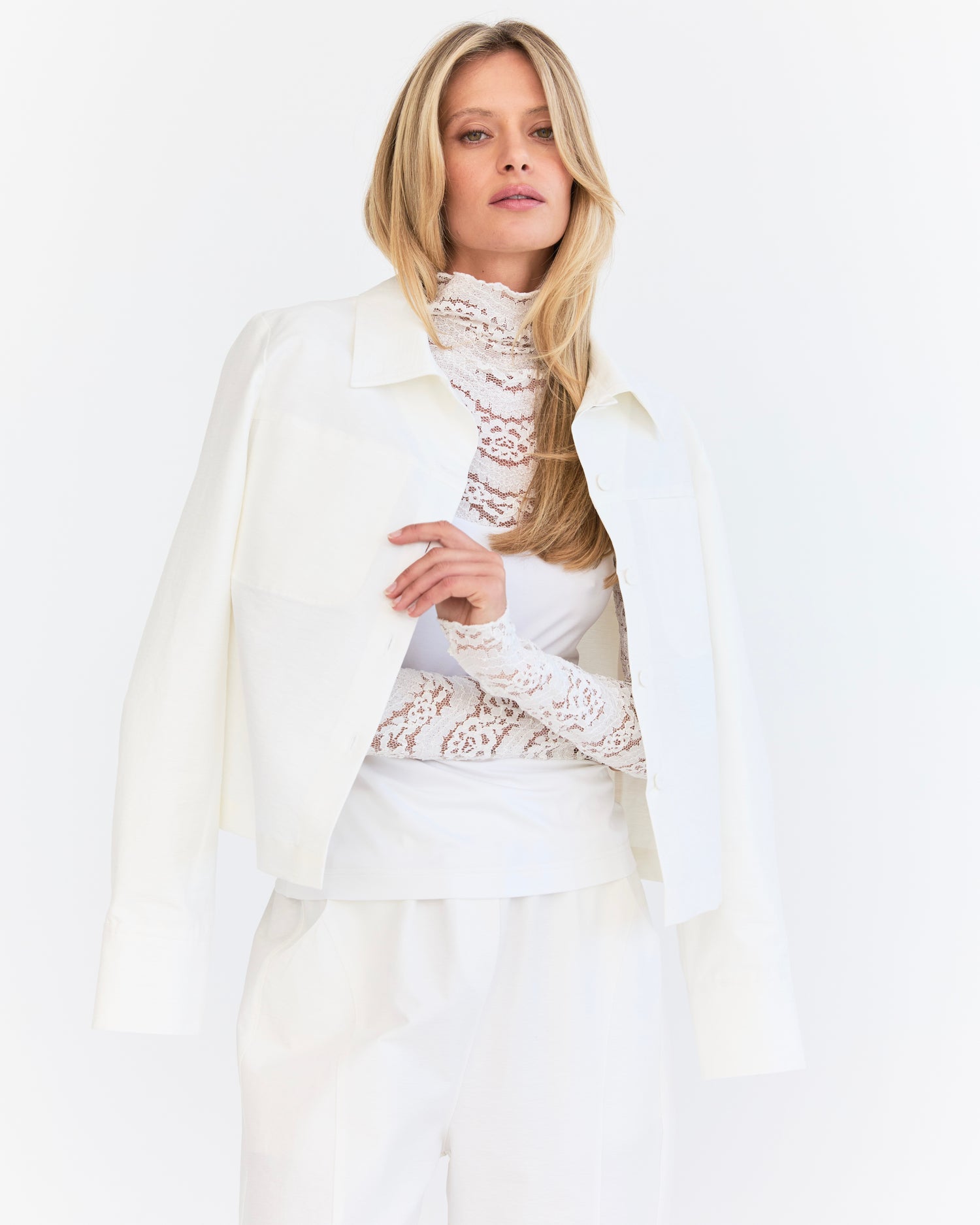 Amelie Lace Jersey Skive - Ivory