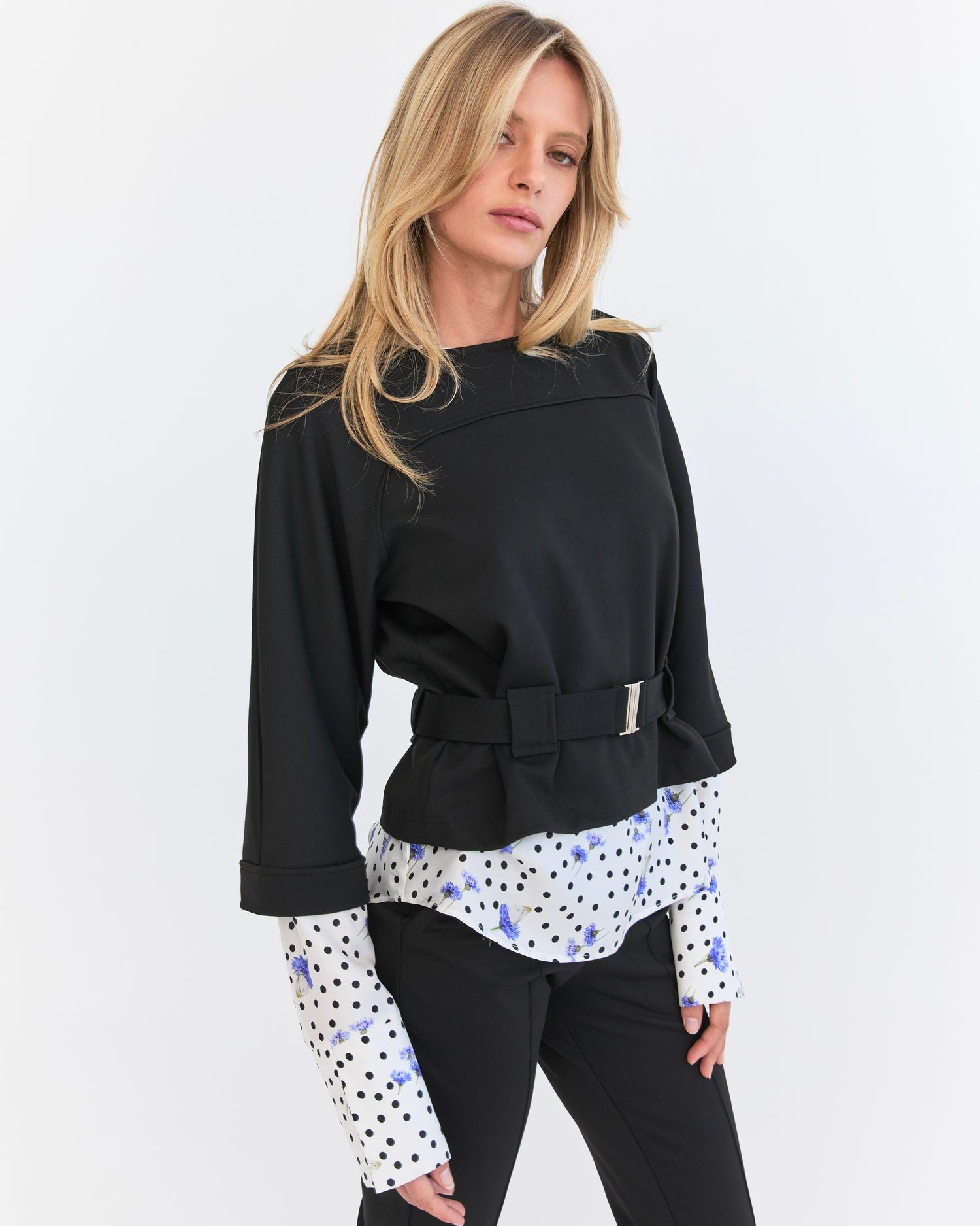 Amelie Simple Silk Top - Polka Dot