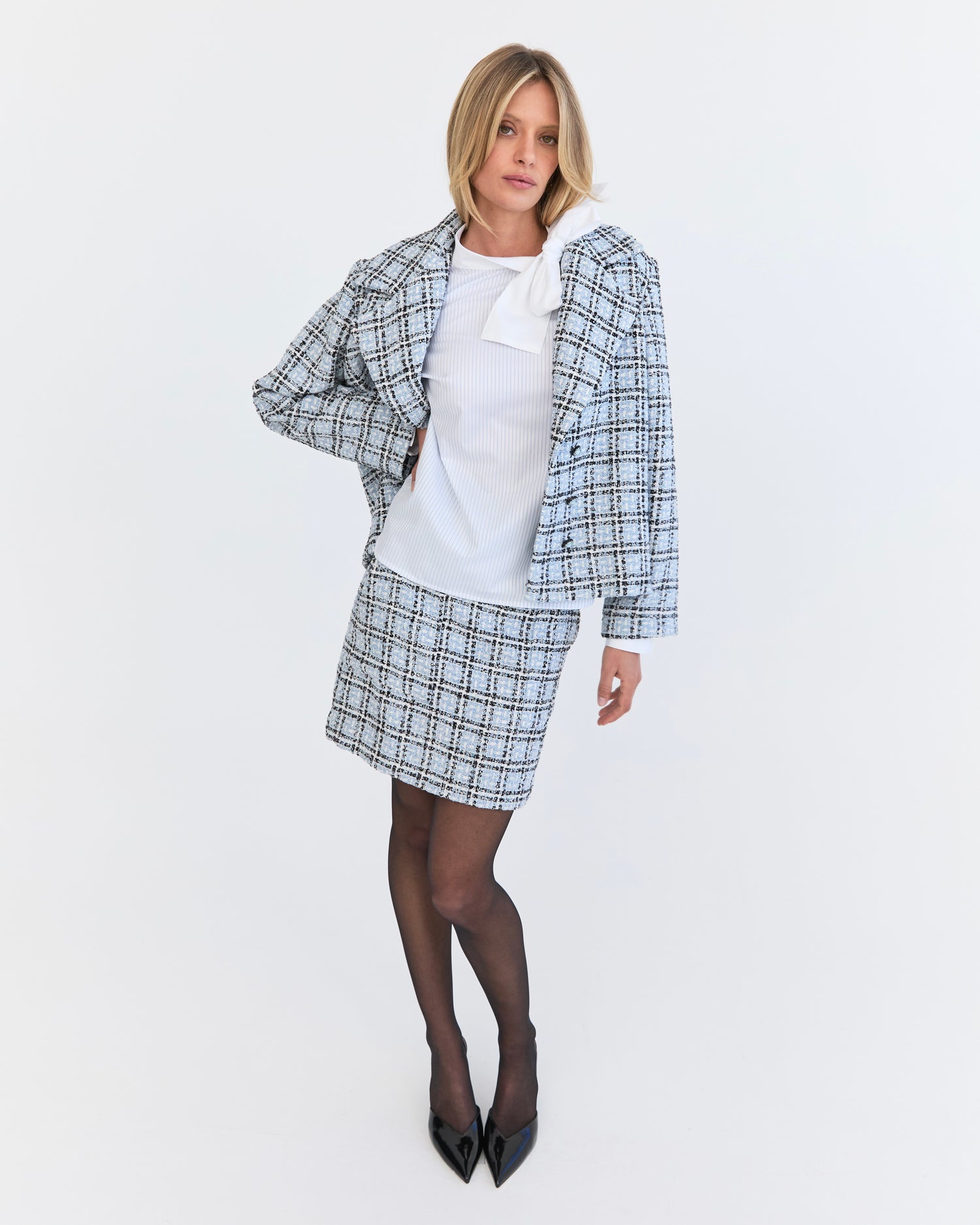Ariane Tweed Jacket - Blue Plaid