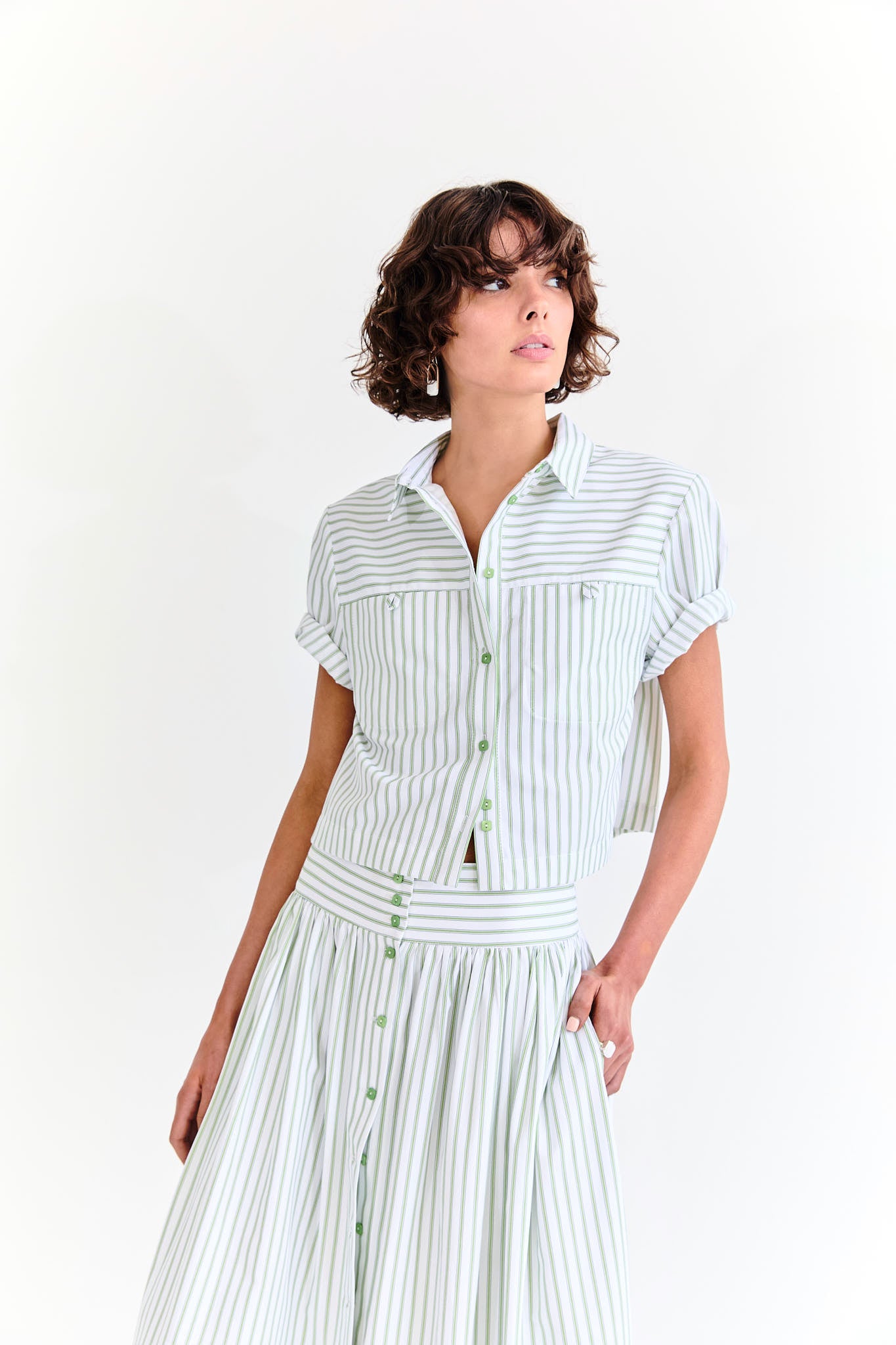 Penelope Skirt - Pistachio Stripe