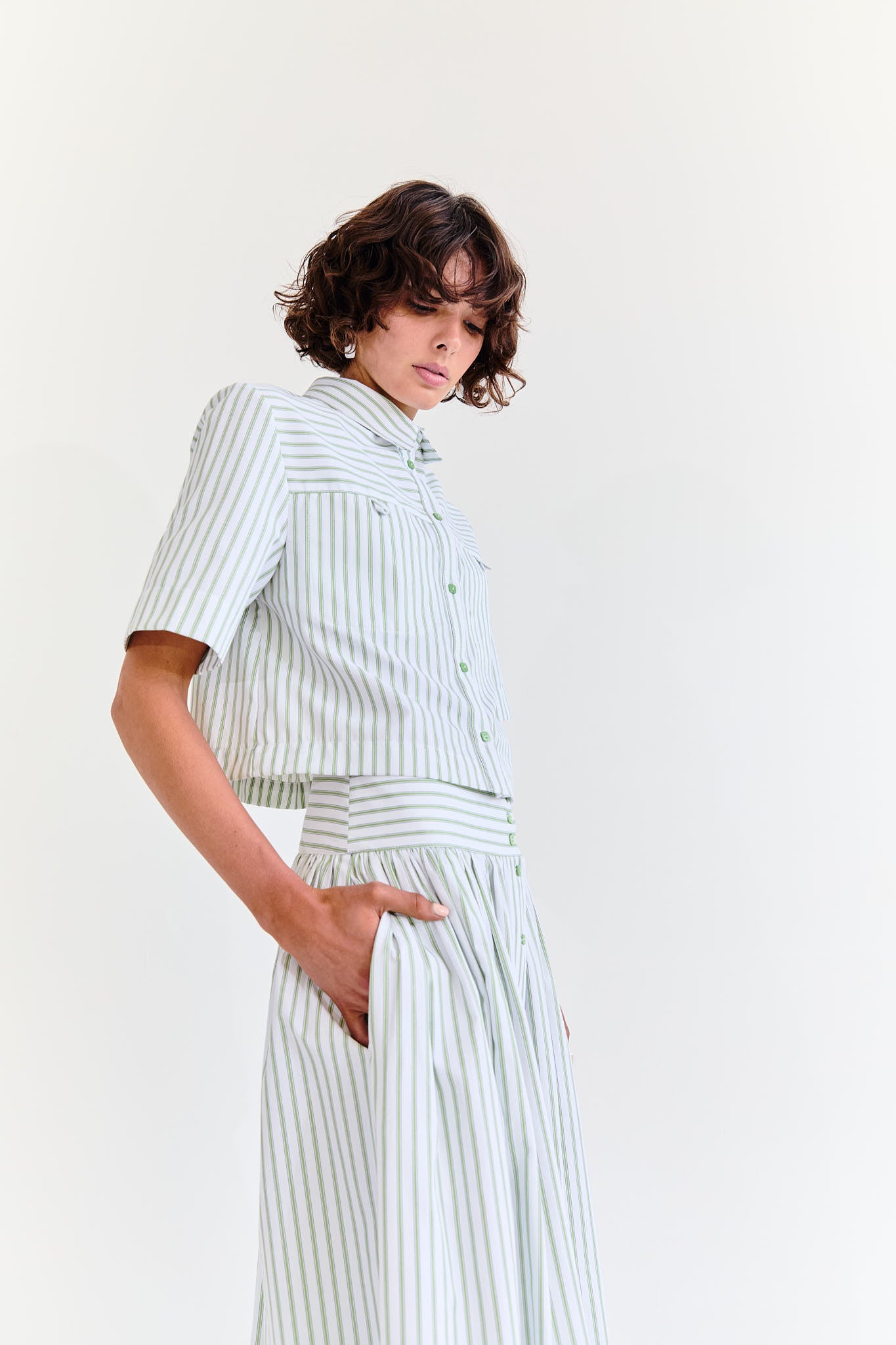 Penelope Skirt - Pistachio Stripe