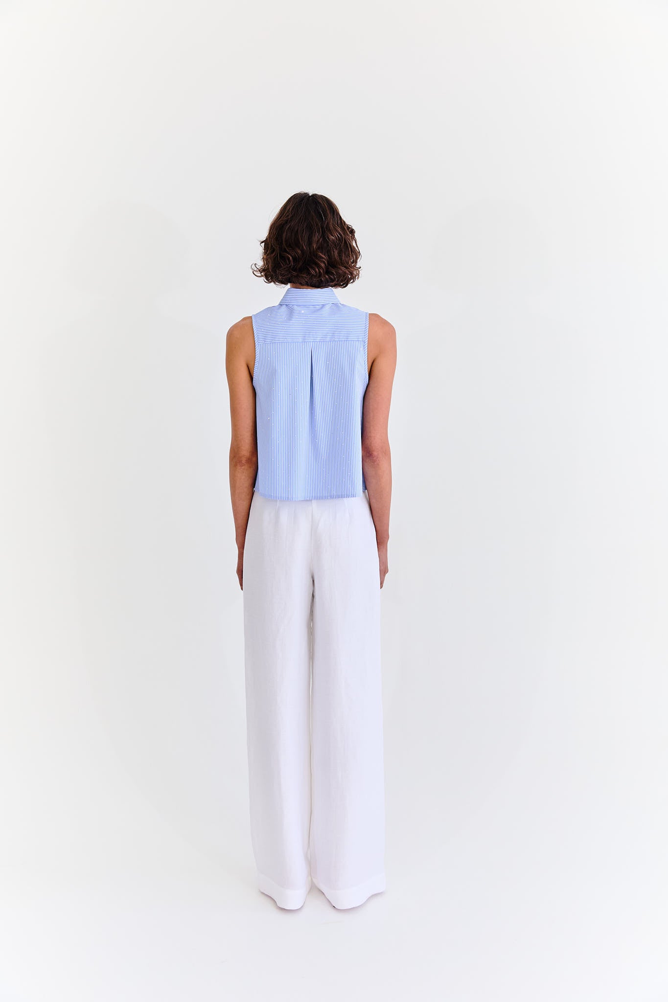 Anastasia Shirt - Blue Diamanté Stripe