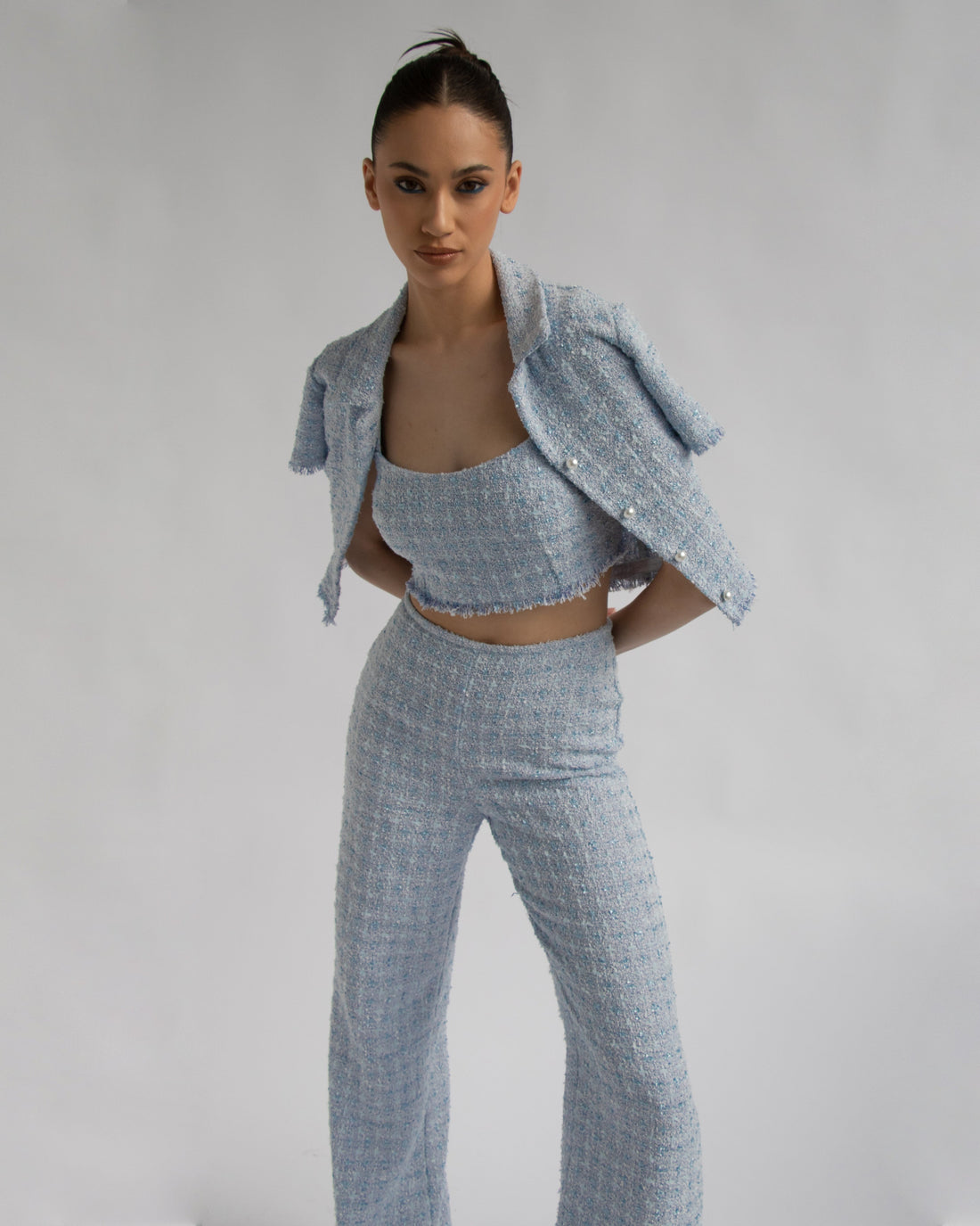 Dawn Pant - Powder Blue Tweed